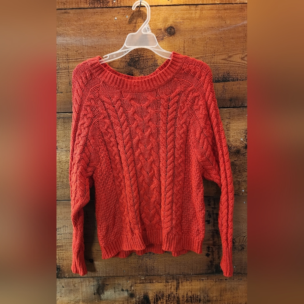 Aerie Red Cable Knit Sweater